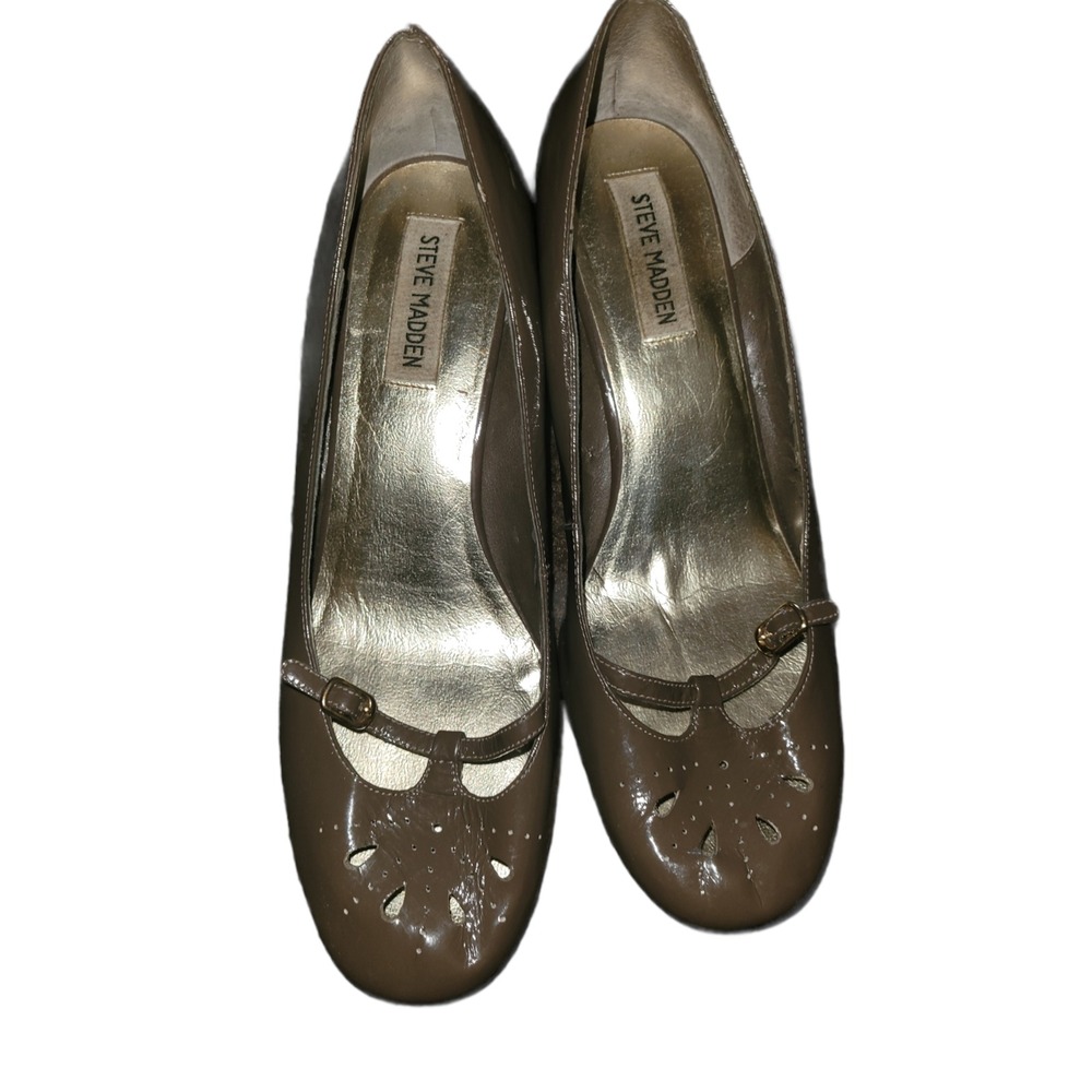 Steve Madden Brown Leather Wedge Shoes Women 7.5 Office Formal‎ Workwear Comfort